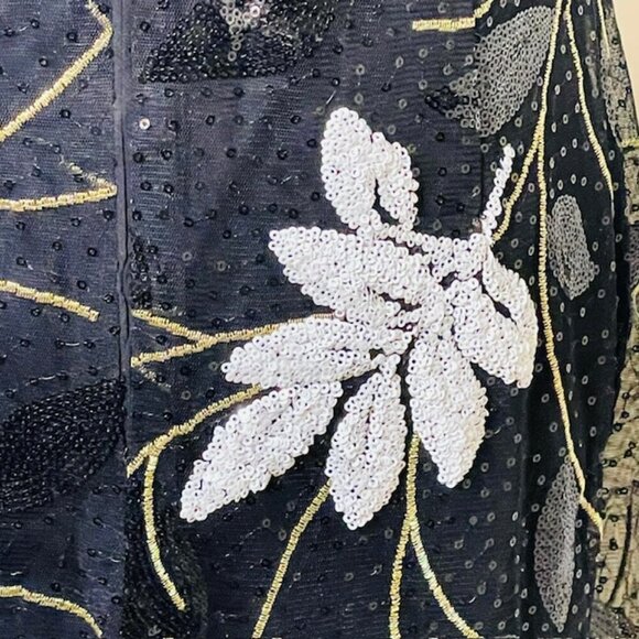 Badgley Mischka Belle Elegant Black Sequin Halter Neck Evening Gown 8 - Picture 7 of 8